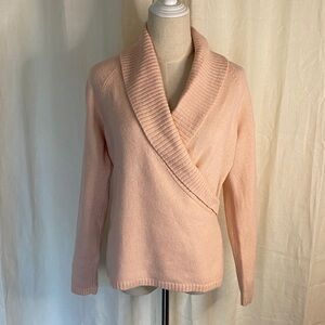 Ann Taylor LOFT Wool Angora Cashmere Ribbed Shawl Faux Wrap Sweater